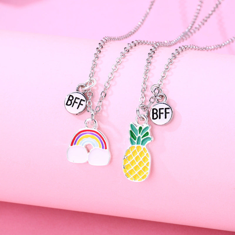 Children's Cartoon Rainbow Pineapple Pendant Necklace Obsesie