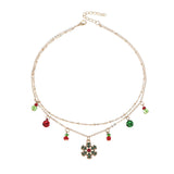 Christmas Bell Snowflake Double Necklace Obsesie