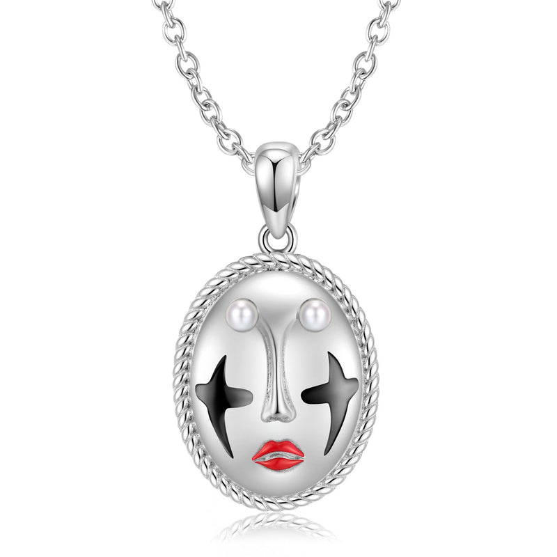 Clown Mask Necklace 925 Sterling Silver Obsesie