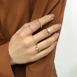 Colorful Stone Metalic Finger Rings Joint Combination Rings For Women Girl Rings Obsesie