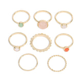 Colorful Stone Metalic Finger Rings Joint Combination Rings For Women Girl Rings Obsesie