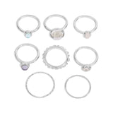 Colorful Stone Metalic Finger Rings Joint Combination Rings For Women Girl Rings Obsesie