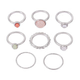 Colorful Stone Metalic Finger Rings Joint Combination Rings For Women Girl Rings Obsesie