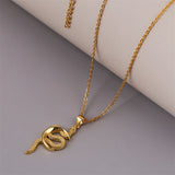 Creative Korean Style Simple Long Copper Moon Snake Necklace Female Ins Trendy Unique Zodiac Pendant Jewelry Obsesie