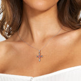 Cross Necklace Sterling Silver Rose Gold Plated Religious Cross Pendant Necklace with Rose Flower Jewelry Gifts Obsesie