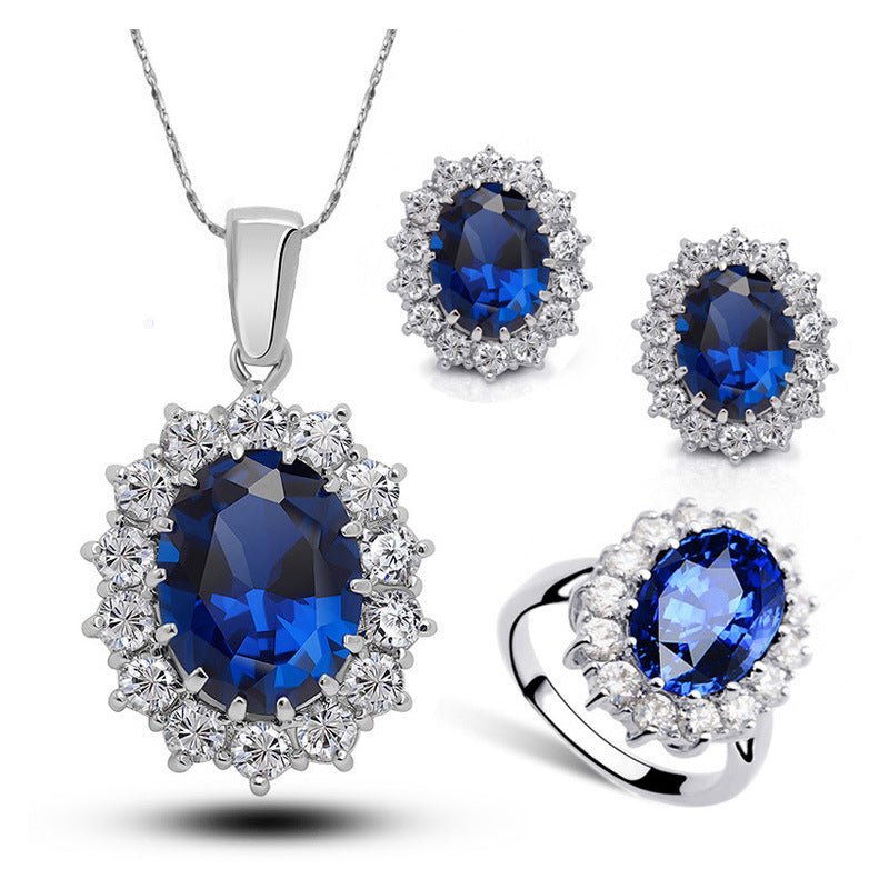 Crystal Jewelry Bridal Necklace Earrings Ring Jewelry Set Obsesie
