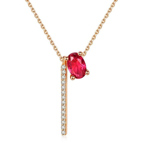 Cubic Vertical Gold Bar Oval Zirconia Chain Necklaces for Women Obsesie