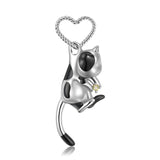 Cute 3D Cow Cat Necklace S925 Sterling Silver Forest Animal Necklace Obsesie