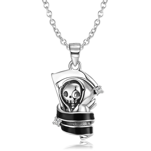 Cute Grim Reaper Necklace Gift S925 Sterling Silver Obsesie