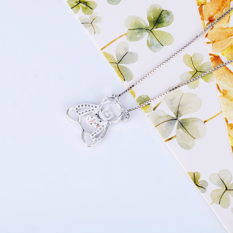 Cute Hollow Out Bear Pendant 925 Silver Necklace Obsesie