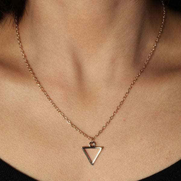 Delicate Triangle Necklace, Dainty Minimal Triangle Outline Necklace, Simple Geometric Layering Necklace Obsesie