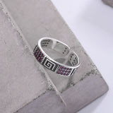 Diamond Inlaid Retro Old Cool Wind Ring Women's Sterling Silver 925 Obsesie