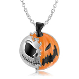 Double Faced Pumpkin Skull Necklace S925 Sterling Silver Obsesie