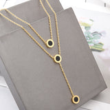 Double Layer Necklace Tassel Pendant Titanium Steel Gold Obsesie