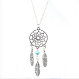 Dream Catcher Necklace Leaves Feather Pendant Obsesie