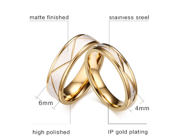 Electroplated golden couple ring Obsesie