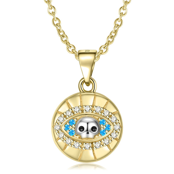 Elegant Evil Skull Eye Necklace Gold Plated Skull Series Diy Necklace 925 Sterling Silver Obsesie