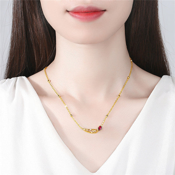 Ethnic Style Ladies Simple Cinnabar Tears Color Necklace Obsesie