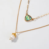 Triangular Pendant Abalone Pearl Shell Necklace 