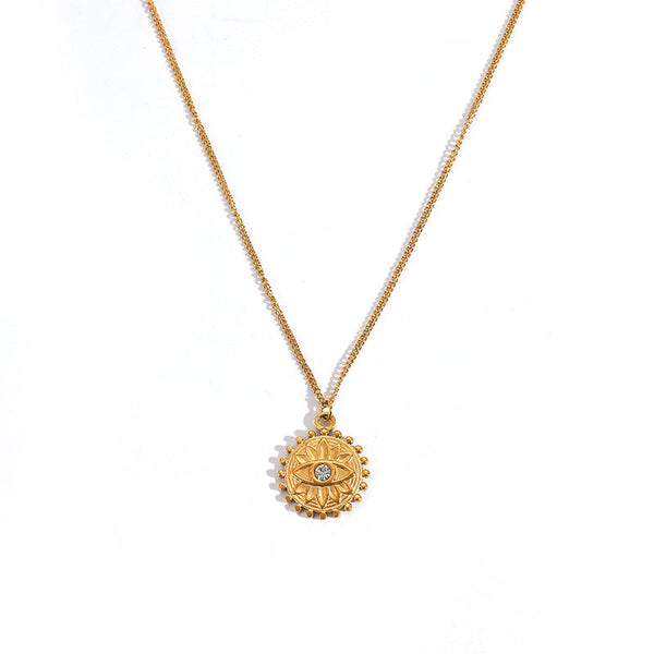 Evil Cubic Zirconia Eye Sun Necklace Obsesie