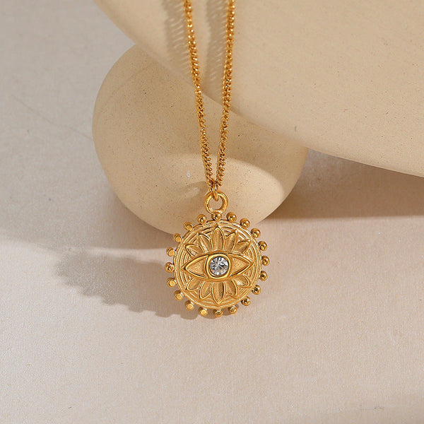 Evil Cubic Zirconia Eye Sun Necklace Obsesie