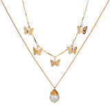 Explosive Butterfly Pearl Multilayer Fashion Necklace Obsesie