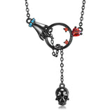 Falling Skull Y Shaped Necklace Nightclub Punk Style S925 Silver Collar Chain Obsesie