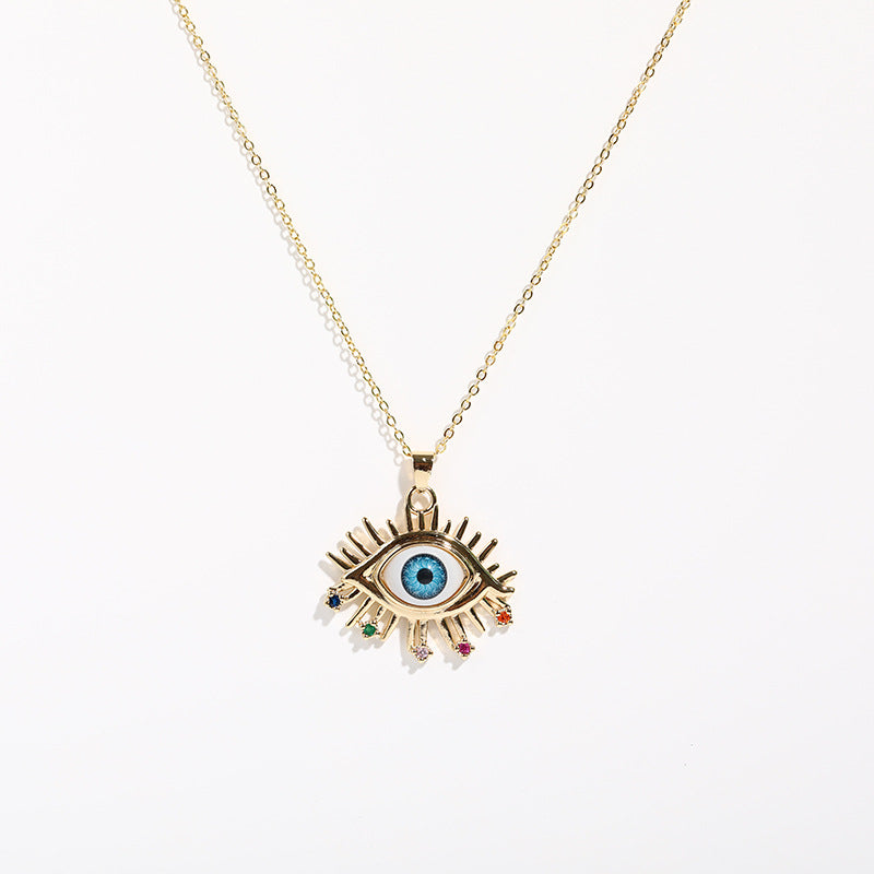 Fashion Evil Eye Zircon Copper Pendant Necklace Obsesie