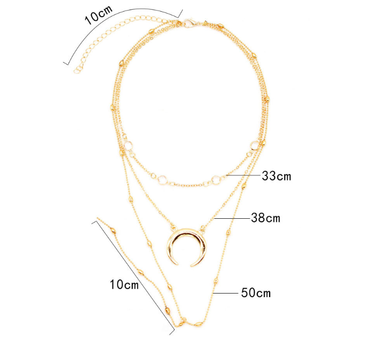 Fashion Multilayer Crescent Moon Choker Necklace With Bead Chain Initial Necklace Pendant On Neck Beads For Jewelry Making Obsesie