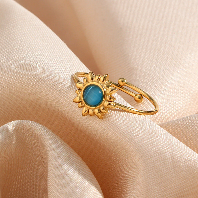 Fashion Vintage Agate Adjustable Natural Opal Ring Women Obsesie