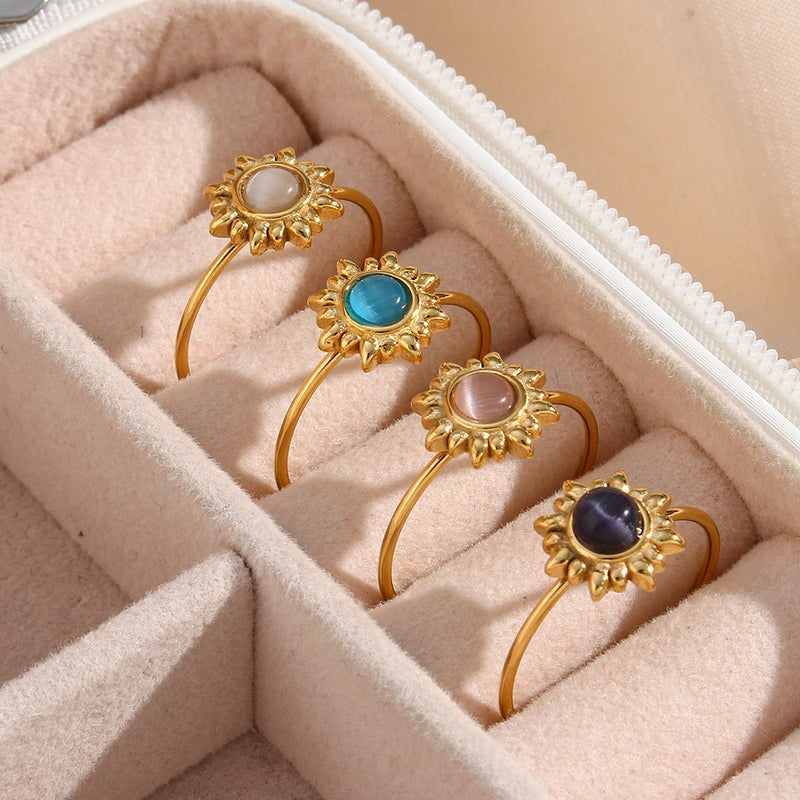 Fashion Vintage Agate Adjustable Natural Opal Ring Women Obsesie
