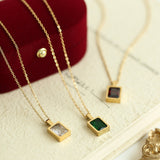 French Square Color Zirconium Rock Candy Square Brick Necklace Clavicle Chain Obsesie