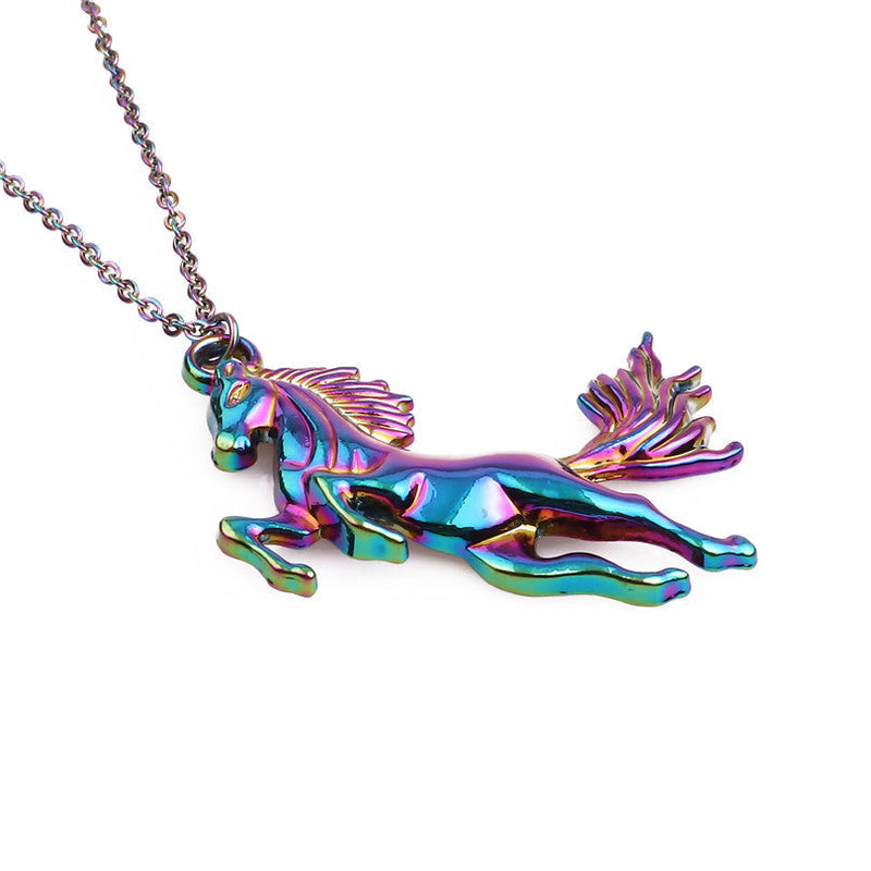 Galloping Horse Pendant Necklace Sweater Chain Obsesie