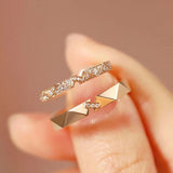 Geometric Sterling Silver Couple Ring Obsesie