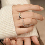 Geometric Sterling Silver Couple Ring Obsesie