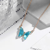 Girl Fantasy Glass Crystal Butterfly Necklace Obsesie