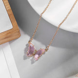 Girl Fantasy Glass Crystal Butterfly Necklace Obsesie