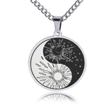 Gold/Silver Yin Yang Buddhism Medallion, Sun Moon Stars Amulet, Day Night Celestial Pendant, DIY Fashion Jewelry Making Charm Supply Obsesie