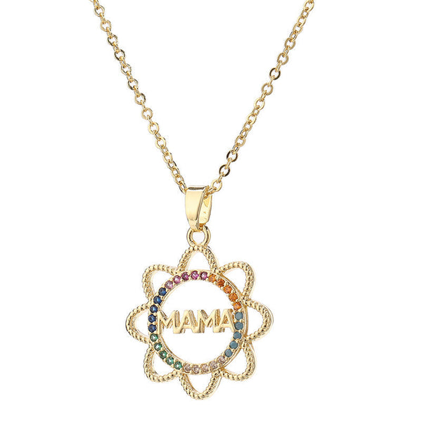 Golden Sunflower Rhinestone MAMA Necklace Obsesie