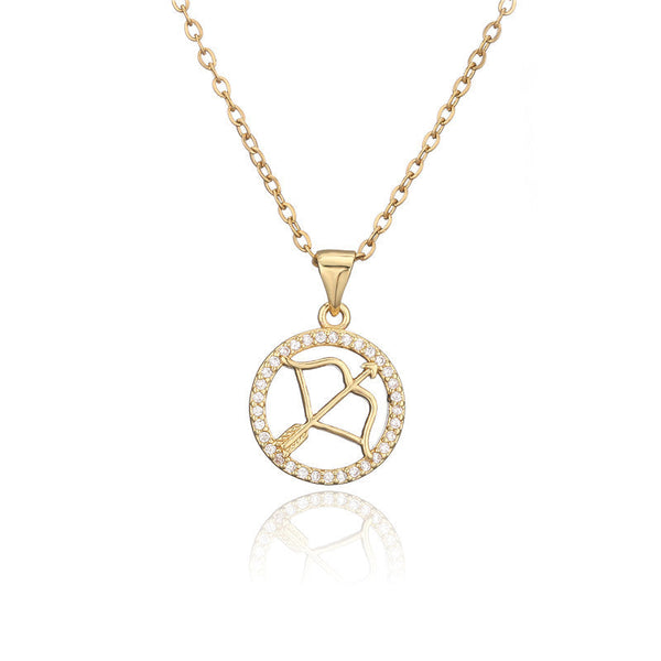 Golden Zodiac Pendant Necklace Female Obsesie