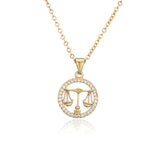 Golden Zodiac Pendant Necklace Female Obsesie