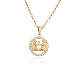 Golden Zodiac Pendant Necklace Female Obsesie