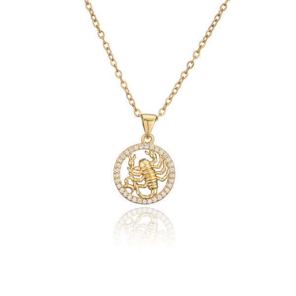 Golden Zodiac Pendant Necklace Female Obsesie