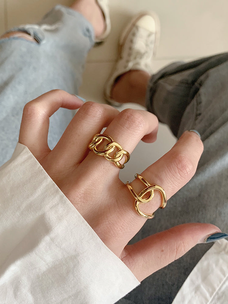 Golden adjustable joint ring Obsesie