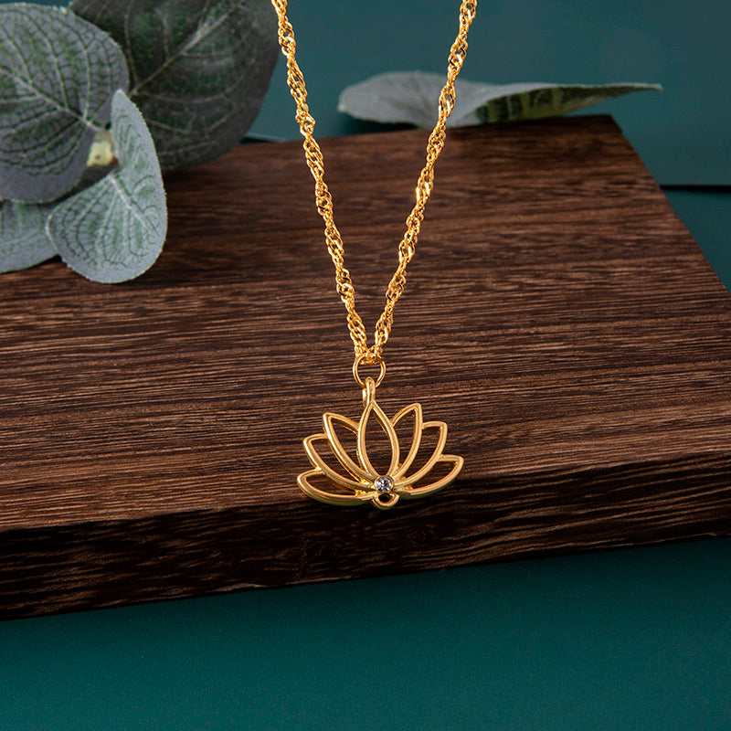 Graceful and Delicate: Dainty Gold Lotus Necklace Obsesie