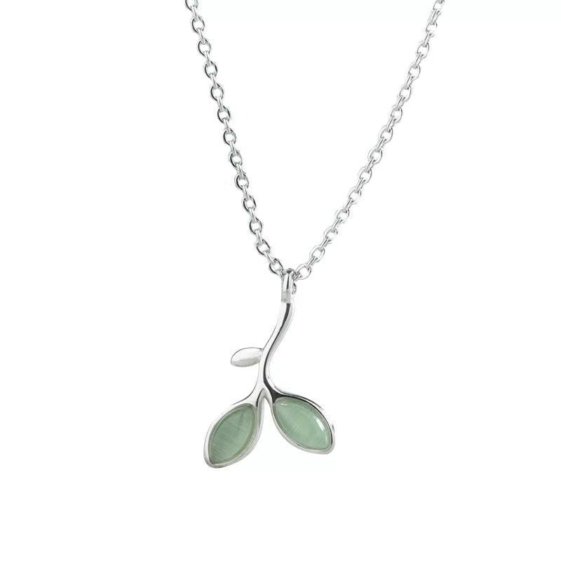 Green Leaf Clavicle Necklace Feminine Fashion Simple Jewelry Obsesie