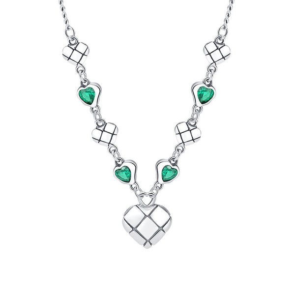 Green Zirconium Love Splice Necklace Women's Ins Fashion Heavy Industry Small Group Clavicle Chain Obsesie