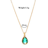 Green drop crystal faceted necklace lady Obsesie