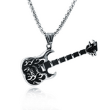 Guitar Pendant Necklace for Men Titanium Steel Obsesie