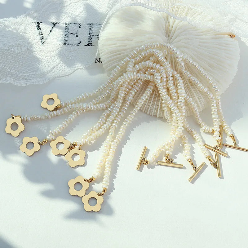 Natural Pearl Flower Toggle Clasps Bracelet